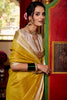 Beautiful Yellow Zari Weaving Jacquard Traditional Saree With Blouse