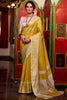 Beautiful Yellow Zari Weaving Jacquard Traditional Saree With Blouse