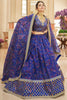 Ravishing Blue Digital Printed Organza Engagement Wear Lehenga Choli