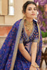 Ravishing Blue Digital Printed Organza Engagement Wear Lehenga Choli