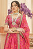 Attractive Pink Floral Printed Organza Wedding Wear Lehenga Choli