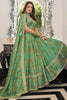 Alluring Green Floral Printed Organza Mehendi Wear Lehenga Choli