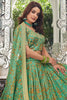 Alluring Green Floral Printed Organza Mehendi Wear Lehenga Choli