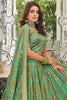 Alluring Green Floral Printed Organza Mehendi Wear Lehenga Choli