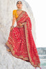 Lovely Red Bandhani Printed Georgette Wedding Wear Saree With Blouse