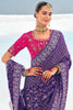 Wonderful Purple Bandhani Printed Georgette Event Wear Saree 