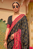 Ravishing Black Digital Printed Silk Event Wear Saree With Blouse