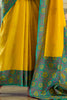 Attractive Yellow Floral Print Silk Haldi Wear Saree With Blouse