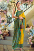 Attractive Yellow Floral Print Silk Haldi Wear Saree With Blouse