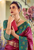 Alluring Magenta Floral Print Silk Function Wear Saree With Blouse