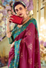 Alluring Magenta Floral Print Silk Function Wear Saree With Blouse