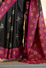 Bewitching Black Floral Print Silk Party Wear Saree With Blouse