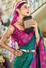 Startling Teal Green Floral Print Silk Festival Wear Saree With Blouse