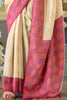 Astonishing Beige Floral Print Silk Function Wear Saree With Blouse