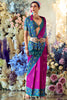 Amazing Dark Magenta Floral Print Silk Event Wear Saree With Blouse