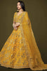 Beautiful Yellow Sequins Slub Silk Haldi Wear Lehenga Choli