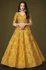 Beautiful Yellow Sequins Slub Silk Haldi Wear Lehenga Choli