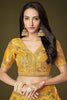 Beautiful Yellow Sequins Slub Silk Haldi Wear Lehenga Choli