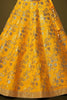 Beautiful Yellow Sequins Slub Silk Haldi Wear Lehenga Choli