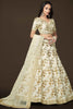 Endearing White Sequins Slub Silk Reception Wear Lehenga Choli