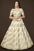 Endearing White Sequins Slub Silk Reception Wear Lehenga Choli