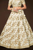 Endearing White Sequins Slub Silk Reception Wear Lehenga Choli