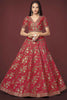 Wonderful Red Embroidered Silk Traditional Lehenga Choli With Blouse