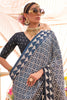 Adorable Navy Blue Digital Printed Silk Office Wear Saree With Blouse