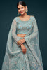 Ravishing Aqua Blue Embroidered Soft Net Lehenga Choli With Dupatta