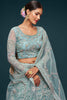 Ravishing Aqua Blue Embroidered Soft Net Lehenga Choli With Dupatta