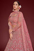 Adorable Rose Pink Embroidered Soft Net Engagement Wear Lehenga Choli