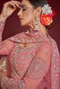 Adorable Rose Pink Embroidered Soft Net Engagement Wear Lehenga Choli