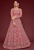 Adorable Rose Pink Embroidered Soft Net Engagement Wear Lehenga Choli