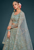 Surprising Aqua Blue Embroidered Soft Net Lehenga Choli With Dupatta