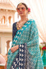 Winsome Sky-Blue Digital Printed Silk Festival Wear Saree With Blouse