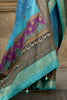 Ravishing Sky-Blue Digital Print Silk Function Wear Saree With Blouse