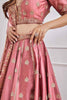 Stunning Pink Sequins Art Silk Wedding Wear Lehenga Choli With Dupatta