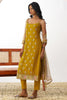 Striking Yellow Embroidery Work Organza Straight Kurta With Pant