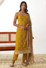 Striking Yellow Embroidery Work Organza Straight Kurta With Pant