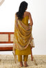 Striking Yellow Embroidery Work Organza Straight Kurta With Pant