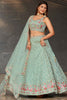 Ravishing Sky-Blue Sequins Georgette Engagement Wear Lehenga Choli