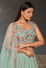 Ravishing Sky-Blue Sequins Georgette Engagement Wear Lehenga Choli