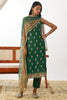 Alluring Teal Green Embroidery Work Organza Straight Kurta With Pant
