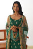 Alluring Teal Green Embroidery Work Organza Straight Kurta With Pant