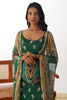 Alluring Teal Green Embroidery Work Organza Straight Kurta With Pant