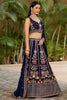 Fabulous Navy-Blue Multi-Thread Embroidered Georgette Lehenga Choli