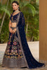 Fabulous Navy-Blue Multi-Thread Embroidered Georgette Lehenga Choli