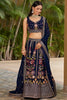 Fabulous Navy-Blue Multi-Thread Embroidered Georgette Lehenga Choli