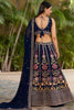 Fabulous Navy-Blue Multi-Thread Embroidered Georgette Lehenga Choli