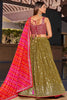 Tempting Olive Green Sequins Georgette Event Wear Lehenga Choli